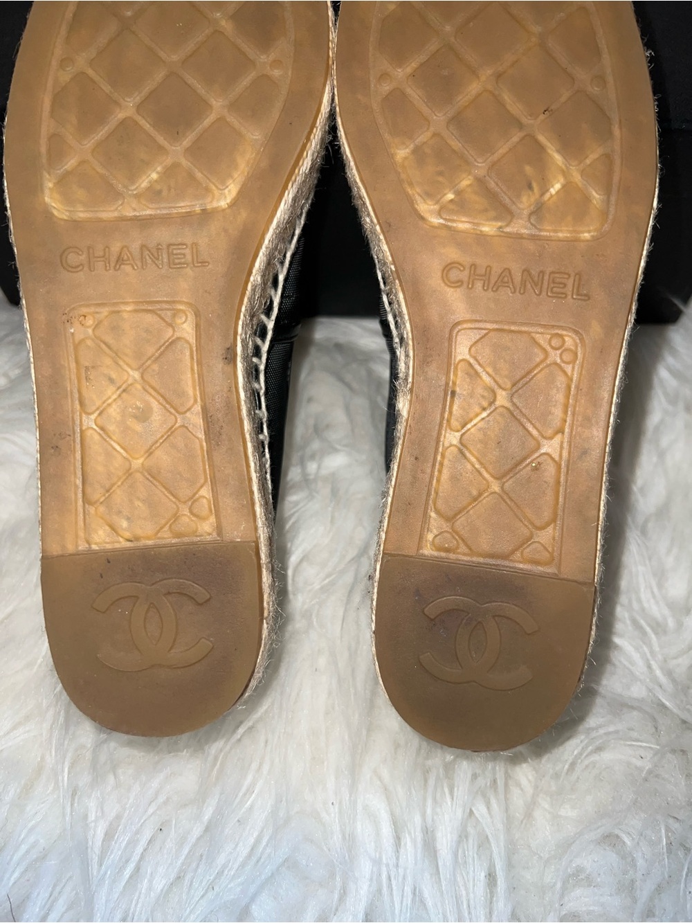 CHANEL Black Mesh Espadrille Slip-Ons with Embroidered CC - Picture 8 of 13
